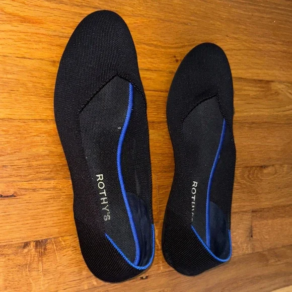 Rothy's Women's Black Loafers with Blue Trim-Size 9 - Picture 5 of 6